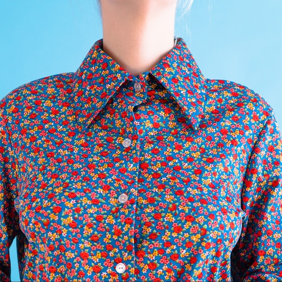 Vintage 70’s Floral Button Down Top S - Picture 8 of 9